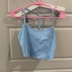 ALO Yoga Light Blue Ribbed Crop Top, Small